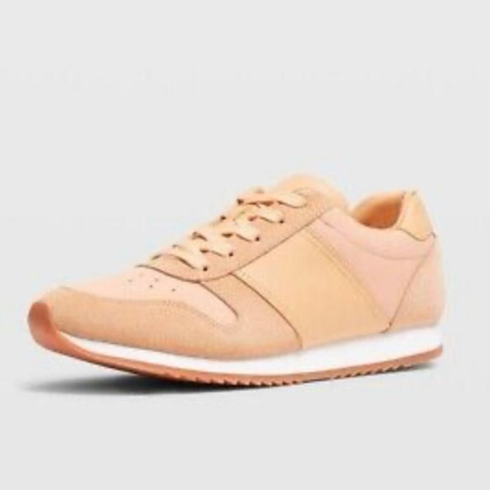 Club Monaco Women's Sneaker Zoe Runner Orange Leather Suede Shoes Size 42 US 11